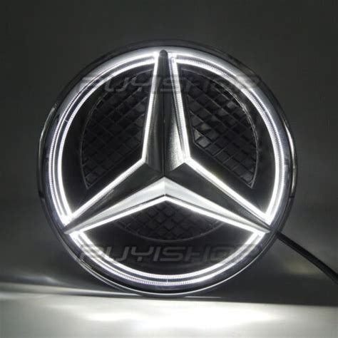 Espejo Brillante Coche Led Luz De Rejilla Logo Emblema Para Mercedes