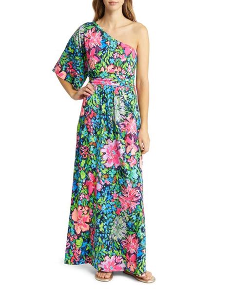 Lilly Pulitzer Niki One Shoulder Maxi Dress In Blue Lyst