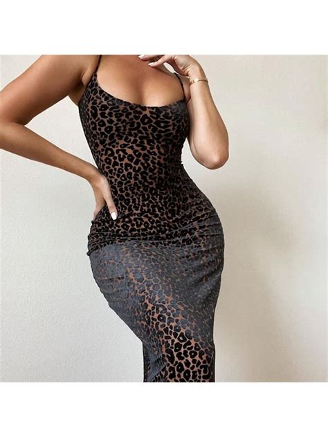 Wholesale Leopard Print Spaghetti Straps Maxi Dress Vft0513120 Wholesale7