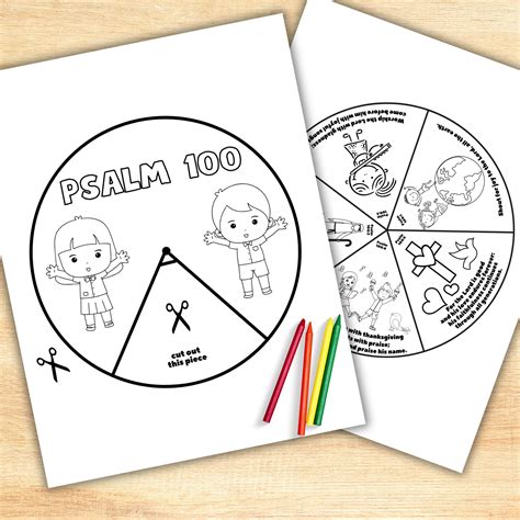 Psalm 100 Coloring Wheel Printable Bible Activity Sunday School Bible Lesson Scripture Memory