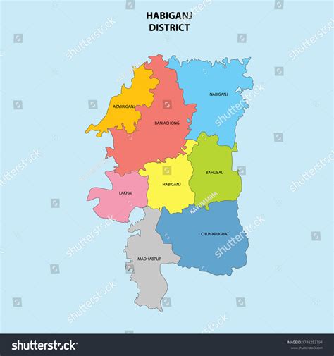 Habiganj District Map Of Bangladesh Royalty Free Stock Vector