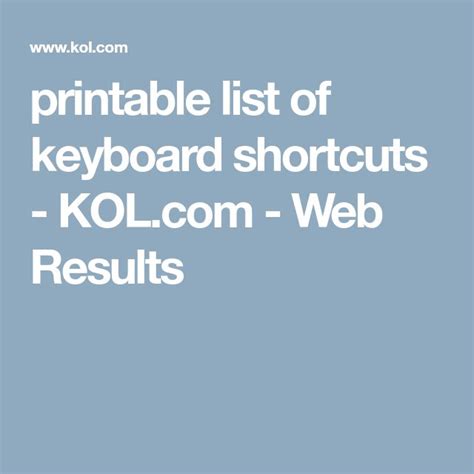 Printable Keyboard Shortcuts