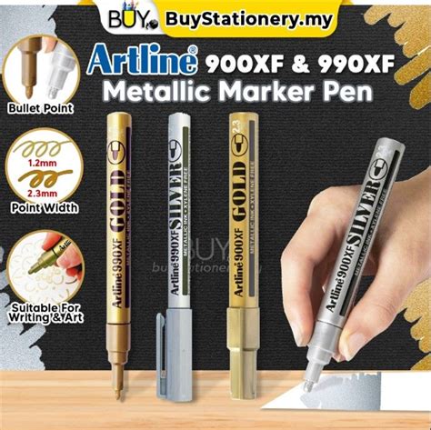 Artline 900 990xf Metallic Permanent Paint Marker Warna Emas Pen Gold