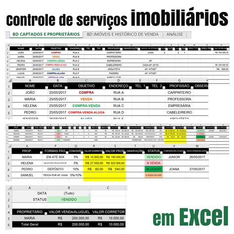Planilha de Controle de serviços imobiliários em Excel - Leandro Perin