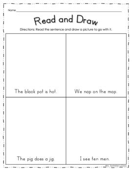 Read And Draw Sentences Cvc Words Freebie By Mrs Sprinkler S Class