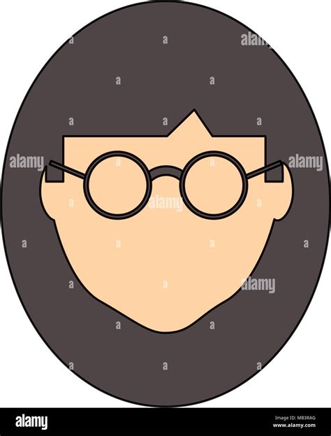 Avatar Girl With Glasses Over White Background Colorful Design Vector Illustration Stock