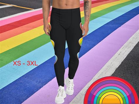 Pride Heart Meggings For Men Activewear Leggings Lgbt Gay Etsy Uk