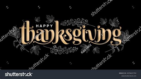 Illustration Happy Thanksgiving Lettering Fonts Golden Stock Vector ...