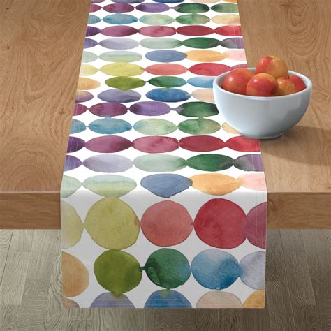 Watercolor Stripe And Dots Pink Table Runner Shutterfly