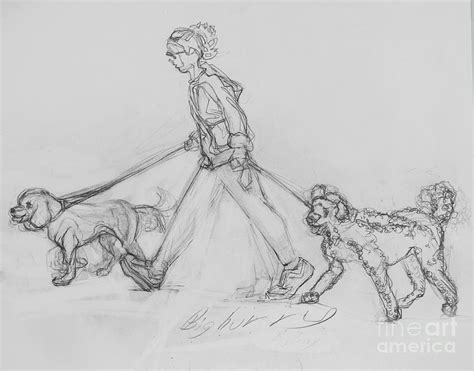 Dog Walking Drawing at PaintingValley.com | Explore collection of Dog ...