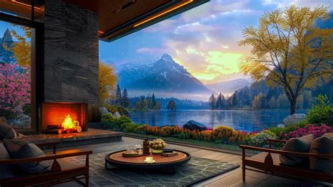 Relaxing Jazz Music Soothing Rain Sounds Spring Cozy Lakeside Porch