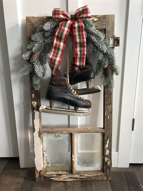 Antique Ice Skates On Antique Windowshabby Chicrustic Decorice