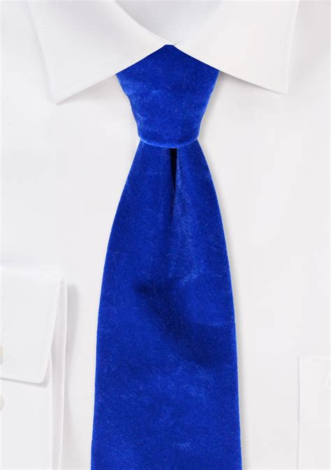 Royal Blue Velvet Tie Solid Velvet Mens Necktie In Royal Blue Bows