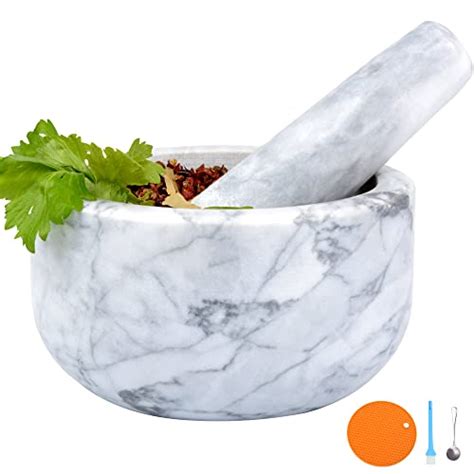 Mortar And Pestle Set Polished Natural Marble Stone Guacamole Molcajete Bowl With Base Silicone