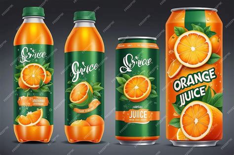 Premium Photo Orange Juice Label Design Soft Drink Bottle Label