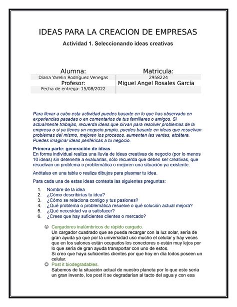 Act Ideas Para La Creacion Ideas Para La Creacion De Empresas