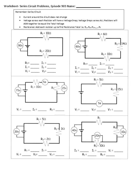 Series Parallel Combined Circuit Worksheets Worksheet Series Circuit