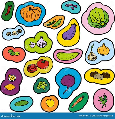 Doodle Vegetables Set Stock Vector Illustration Of Food 47611991