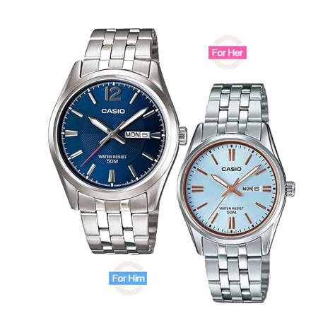 casio stylish blue dial enticer series branded couple wrist watches