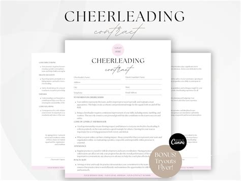 Cheerleading Contract Template Cheerleading Tryouts Flyer Coaching