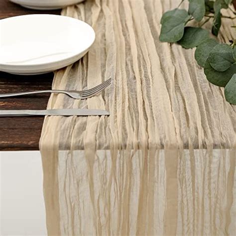 Amazon Vitalizart Ivory Cheesecloth Table Runner Ft Cream Nude