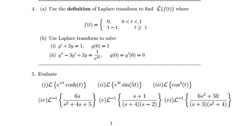 Solved Use The Definition Of Laplace Transform To Find Chegg