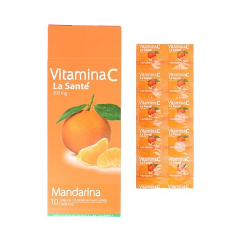 Vitamina C Tabletas Masticables Sabor A Mandarina 500Mg Blister X 10