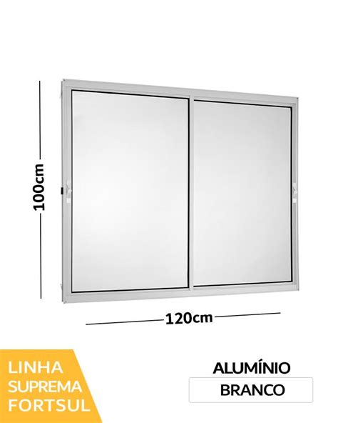 Janela de Correr 2 Folhas 100x120x5cm Alumínio Branco Sem Grade