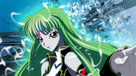 Anime Girl Black Dress Green Hair Dress Minimalist Cc Code Geass Code Geass Wallpaper