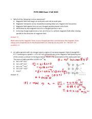 Phys 2080 Exam 3 Fall 2020 SOLUTIONS Pdf PHYS 2080 Exam 3 Fall 2020 1