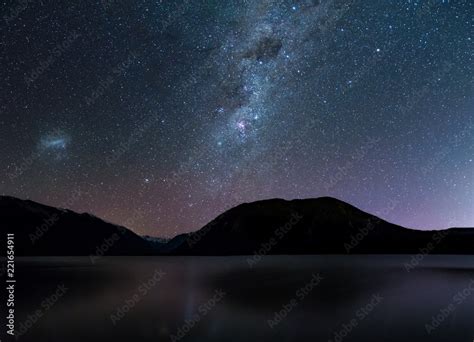 Amazing Starry Night At Lake Rotoiti Reflection Of The Milky Way And