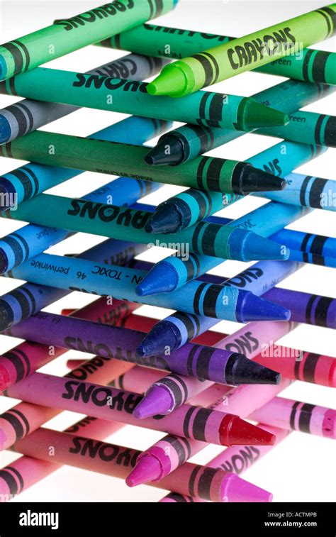 Multi Colored Crayons Stacked Up Into A Tower Stock Photo Alamy