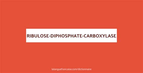 Définition De Ribulose Diphosphate Carboxylase Dictionnaire Français