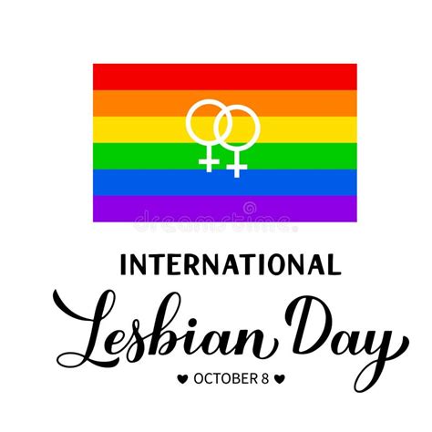 International Lesbian Day Calligraphy Hand Lettering With Rainbow Lgbt