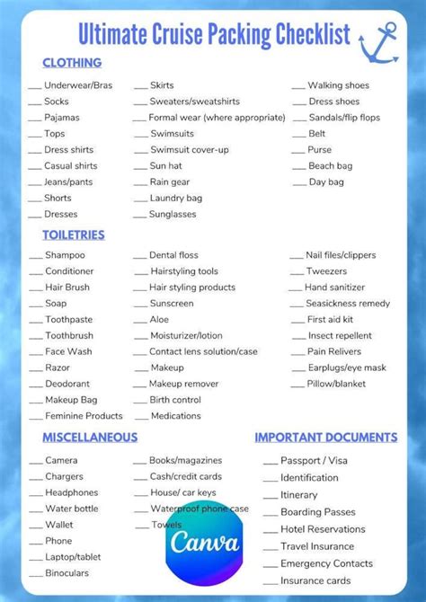 Ultimate Cruise Packing List Etsy