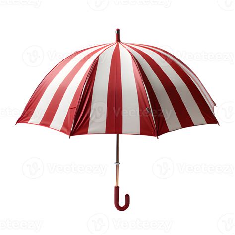 Red And White Striped Umbrella Isolated On Transparent Background Cut