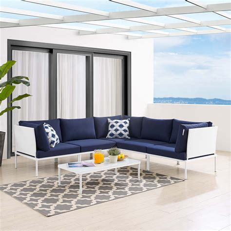 Modway Harmony Piece Sunbrella Outdoor Patio Aluminum Sectional Sofa