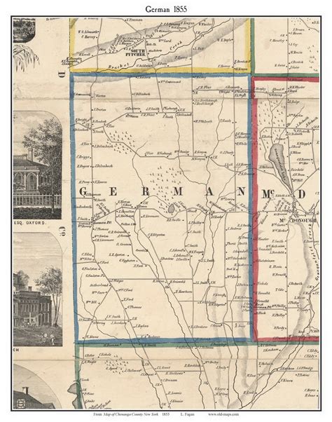 German, New York 1855 Old Town Map Custom Print - Chenango Co. - OLD MAPS