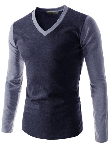 Mens Casual Slim Fit V Neck Long Sleeve Tshirts Men Casual Casual