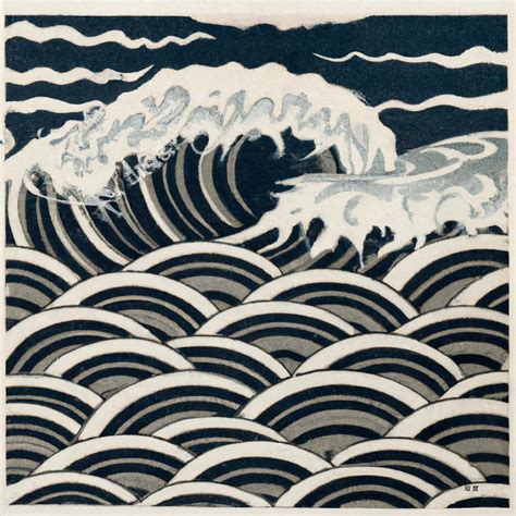 Japanese Woodblock Style Waves Digital Art by Hiroshi Yoshido - Fine ...