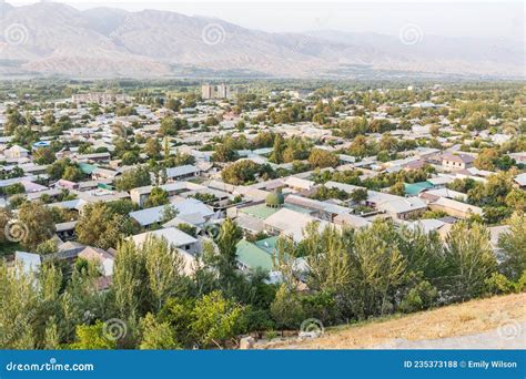 overview   city  panjakent stock photo image  house