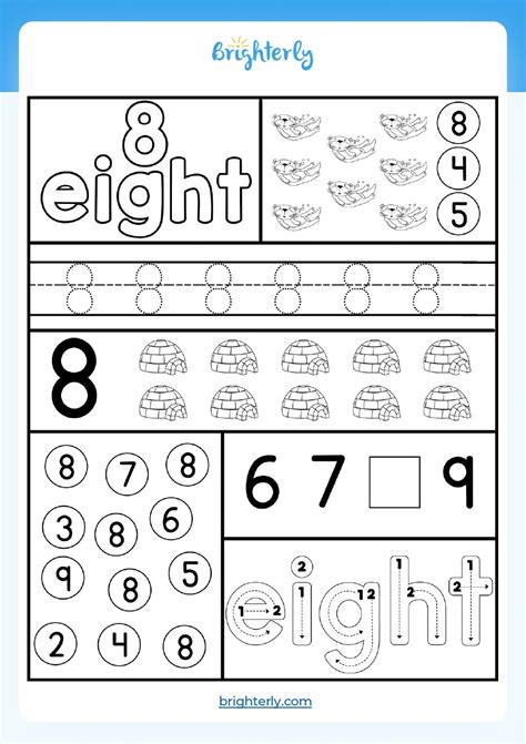 number 8 worksheet preschool worksheets kindergarten math worksheets - number 8 worksheets free ...