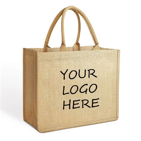 Custom Logo Jute Bags Large Capacity Daily Carry Plain Blank Gift Linen