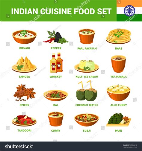 Indian Cuisine Food Set Different Dishes Stock Vector (Royalty Free) 389996092 | Shutterstock