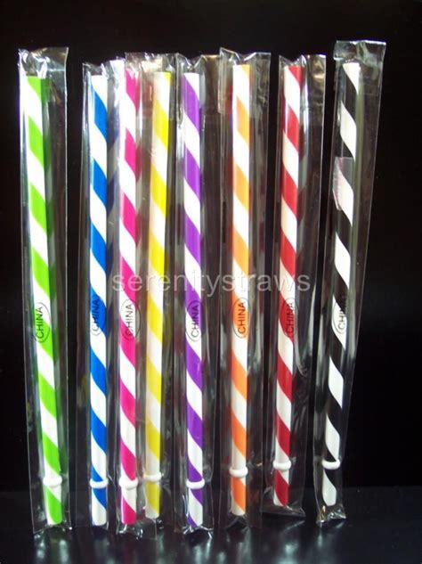 Bpa Free 9 Swirly Striped Acrylic Straws Wrapped Reusable 8 Colors