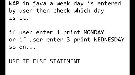 Wap In Java To Print Week Day YouTube