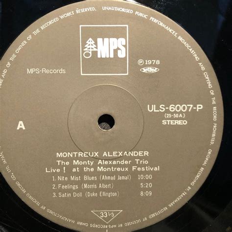 Yahoo オークション The Monty Alexander Trio Montreux Alexander