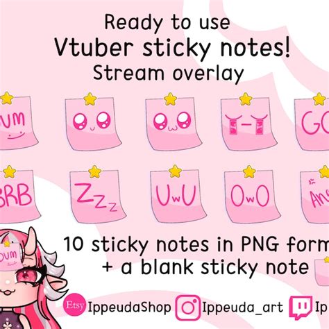 Vtuber Assets Sticky Note Etsy Australia