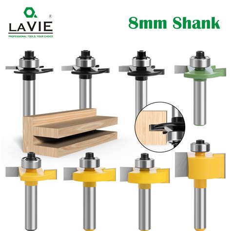 LAVIE 1pc 8mm Shank T Slot Router Bit Bit With Bearing Wood Slotting