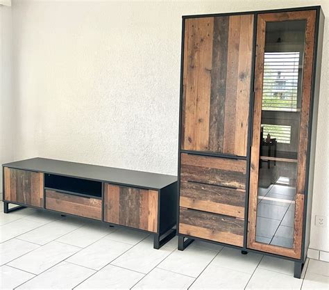 Wohnprogramm TV Möbel Vitrine Schrank Salontisch Old Wood Kaufen